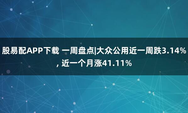 股易配APP下载 一周盘点|大众公用近一周跌3.14%, 近一个月涨41.11%