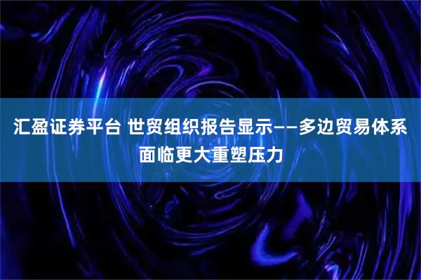 汇盈证券平台 世贸组织报告显示——多边贸易体系面临更大重塑压力